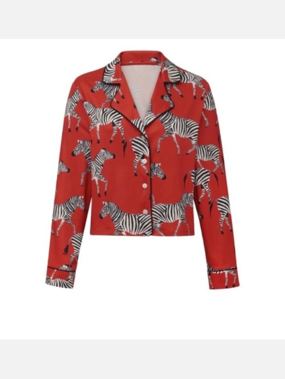 Stylish Red Orange Zebra Print Women's Pajama Top - size S